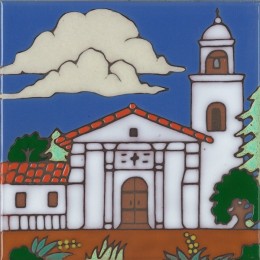 Santa Cruz Mission - Hand Painted Art Tile
