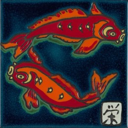 Koi Fish - Hand Painted Ceramic Tile