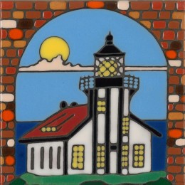 Lighthouse - Point Cabrillo - Hand Painted Art Tile