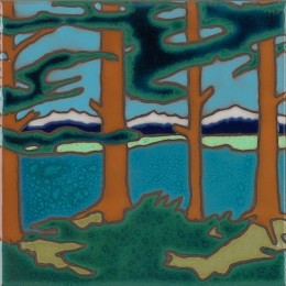 Mountain Lake - Hand Painted Art Tile