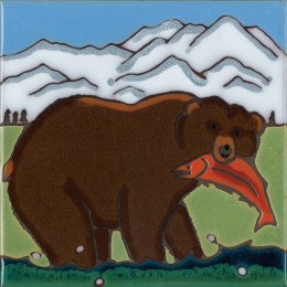 Grizzly Bear - Hand Painted Art Tile
