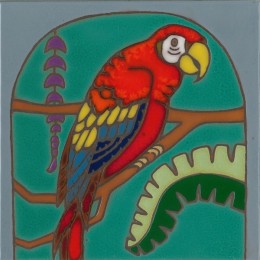 Red Parrot - Hand Painted Art Tile