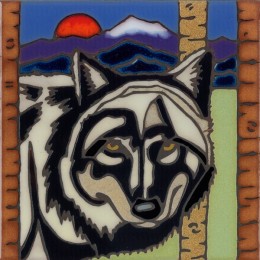 Wolf - Hand Painted Art Tile