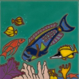 Parrot Fish - Hand Painted Art Tile
