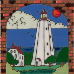 Lighthouse - Sandy Hook - Hand Painted Art Tile