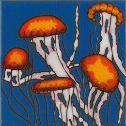 Jellyfish Scene - Hand Painted Art Tile