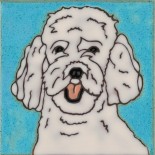 White Poodle - Hand Painted Art Tile