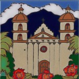 Santa Barbara Mission - Hand Painted Art Tile