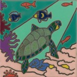 Sea Turtle - Hand Painted Art Tile