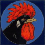 Rooster Head - Hand Painted Art Tile