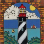 St. Augustine LIghthouse - Hand Painted Tile