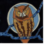 Screech Owl - Hand Painted Ceramic Tile