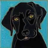 Black Lab Pup - Hand Painted Art Tile