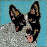 Queensland Heeler Dog - Hand Painted Ceramic Tile