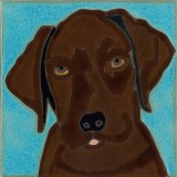 Chocolate Lab Pup - Hand Painted Art Tile