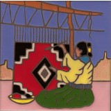 Navajo Weaver hand painted art tile