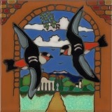 Capistrano Swallows - Hand Painted Art Tile