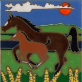 Horse & Baby - Hand Painted Art Tile
