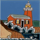 Lighthouse Santa Cruz - Hand Painted Art Tile