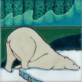 Aurora Borealis Polar Bear - Hand Painted Art Tile