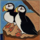 Pair of Puffins - Hand Painted Art Tile
