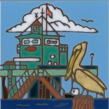 Pelican & Pier - Hand Painted Art Tile