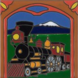 Train - Hand Painted Art Tile