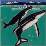 Humpback Whale & Baby - Hand Painted Art Tile