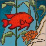 Garibaldi Fish and Baby - Hand Painted Art Tile
