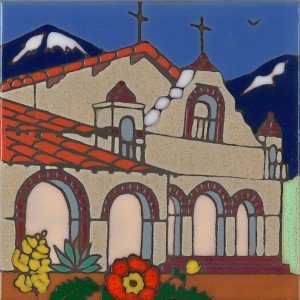 San Antonio Mission - Hand Painted Art Tile