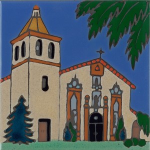 Santa Clara Mission - Hand Painted Art Tile