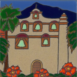 San Gabriel Mission - Hand Painted Art Tile