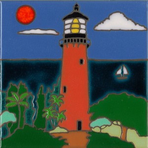 Lighthouse - Jupiter Inlet - Hand Painted Art Tile