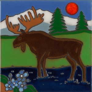 Moose - Hand Painted Art Tile