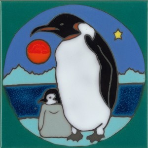 Penguin & Baby - Hand Painted Art Tile