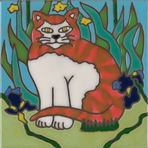 Tiger Stripe Cat - Hand Painted Art Tile