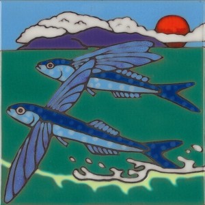 Flying Fish - Hand Painted Art Tile