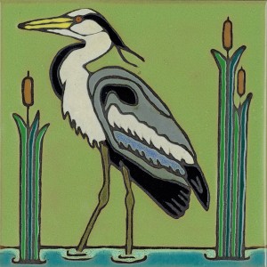 Great Blue Heron - Hand Painted Ceramic Tile