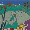 Manatees - Hand Painted Art Tile